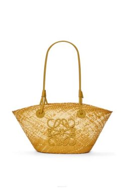 ocre 80ZJ8 mulheres bolsinha em formato de anagrama em palmeira iraca e couro de bezerro Loewe