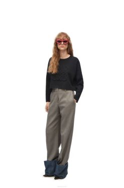 preto 80ZJ1021 mulheres suéter anagrama em lã Loewe