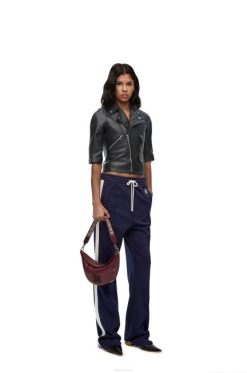 preto 80ZJ1116 mulheres jaqueta biker curta em napa Loewe