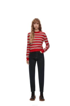 preto 80ZJ1198 mulheres calça jeans cônica com bolso anagrama Loewe