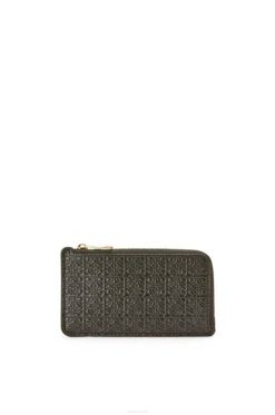 preto 80ZJ1346 mulheres porta-cartões repetidos em couro de bezerro de seda com relevo Loewe