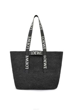 preto 80ZJ15 homens fold shopper em ráfia Loewe