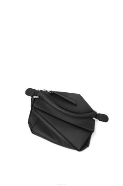 preto 80ZJ478 mulheres bolsa pequena quebra-cabeça em couro de bezerro clássico Loewe