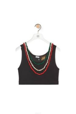 preto 80ZJ784 mulheres regata decorada em algodão Loewe