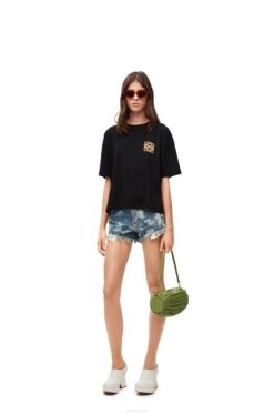 preto 80ZJ793 mulheres camiseta craft anagrama em algodão Loewe