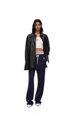 preto 80ZJ887 mulheres camisa desconstruída em pele de cordeiro nappa Loewe