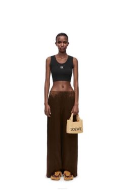 Preto branco 80ZJ906 mulheres regata cropped anagrama em algodão Loewe
