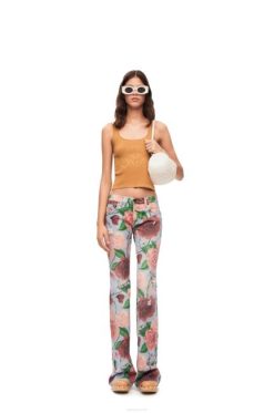 rosa/vermelho 80ZJ1166 mulheres jeans rosas em denim Loewe