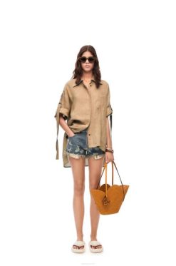 taos taupe 80ZJ863 mulheres camisa de trabalho em linho Loewe