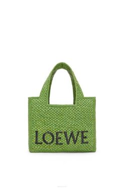 verde 80ZJ108 mulheres bolsa pequena fonte em ráfia Loewe