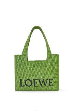 verde 80ZJ32 mulheres bolsa fonte média em ráfia Loewe