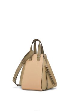 verde argila/bege empoeirado 80ZJ440 mulheres bolsa de rede pequena em couro de bezerro clássico Loewe