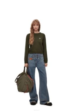 verde caqui 80ZJ979 mulheres camisola em lã Loewe