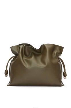 verde caqui escuro 80ZJ360 mulheres bolsa xl flamenco em couro de bezerro nappa Loewe