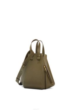 verde caqui escuro 80ZJ371 mulheres bolsa de rede pequena em couro de bezerro clássico Loewe