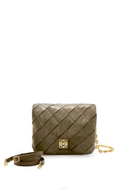 verde caqui escuro 80ZJ382 mulheres puffer goya em pele de cordeiro napa brilhante plissada Loewe