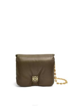 verde caqui escuro 80ZJ465 mulheres bolsa puffer goya em couro de cordeiro napa brilhante Loewe