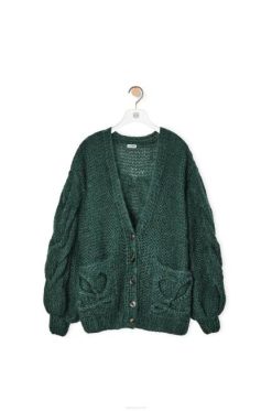 verde floresta 80ZJ1030 mulheres cardigã mohair em mohair/poliamida Loewe