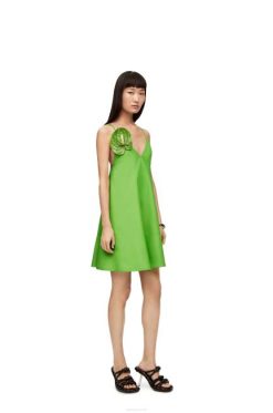 verde fluo 80ZJ1067 mulheres vestido strappy antúrio em napa Loewe