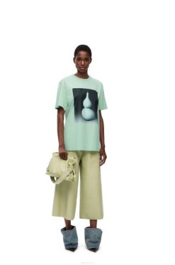 verde pálido 80ZJ820 homens camiseta estampada de cerâmica em algodão Loewe