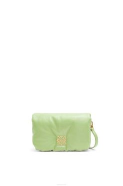 verde pálido claro 80ZJ247 mulheres Bolsa mini puffer goya em couro de cordeiro napa brilhante Loewe