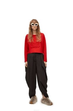 vermelho 80ZJ1022 mulheres suéter anagrama em lã Loewe