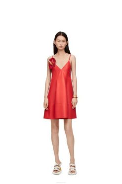 vermelho 80ZJ1065 mulheres vestido strappy antúrio em napa Loewe
